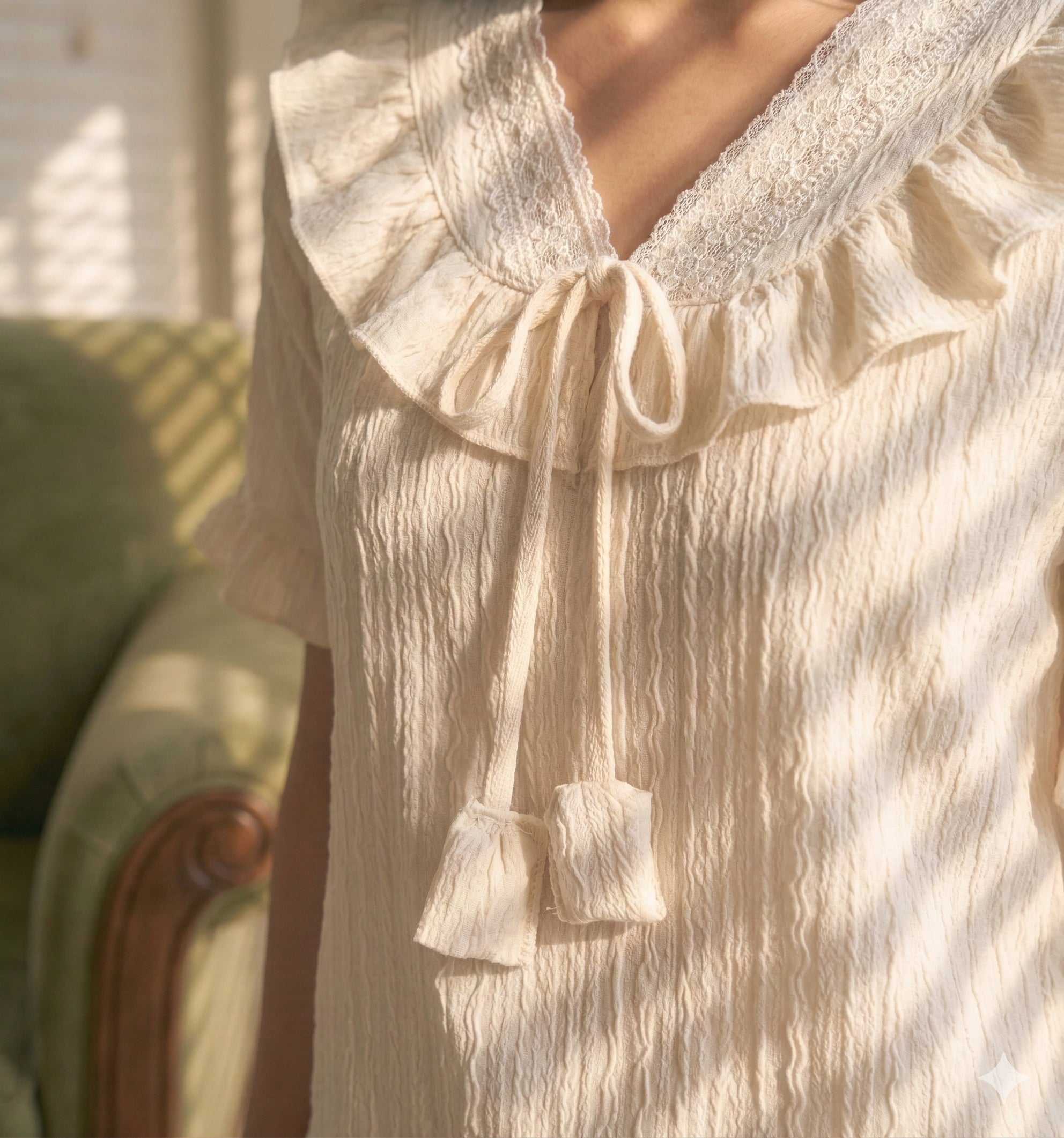 close up of the cutest white pajamas set